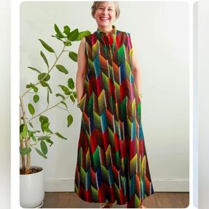 Zuri KENYA "ROOFTOPS" Colorful Geometric Pattern Maxi Dress XL